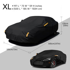 Eliteridegear NEVERLAND car cover in black, full exterior protection, made of 190T polyester taffeta, size XL 500x185x150cm