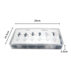 Set of 100 Eliteridegear auto fastener clips including rivet and push retainers for car body, bumper, door, and trim panel repair.