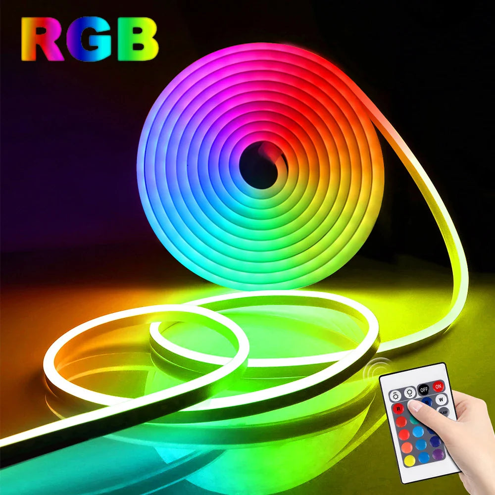 Eliteridegear 3M RGB USB LED neon light strip, flexible waterproof neon lighting for party, bedroom, or decorative use