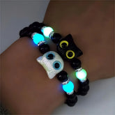 Couples Matching Glow In The Dark Cat Head Bracelets