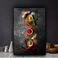 ZapCart Kitchen Wall Art Herbs Spices Canvas Nordic Decor For Modern Kitchens Premium Waterproof Ink Ready To Hang