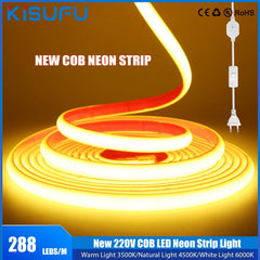 KISUFU COB LED Neon Strip Light 220V IP67 Waterproof Home
