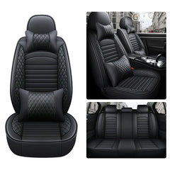 Eliteridegear 5-seats PU leather car seat covers set with front and rear cushions, universal fit for full vehicle interior protection