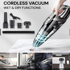Wireless handheld vacuum cleaner by Eliteridegear with 12000PA strong suction, USB charging, suitable for wet and dry car cleaning.