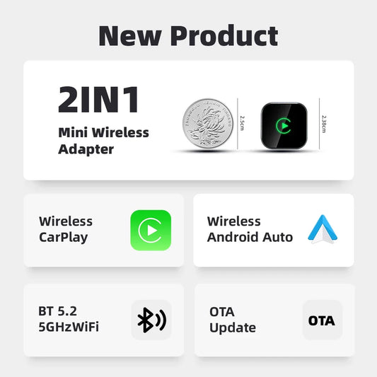 Qzonnect 2025 New Wireless CarPlay & Android Auto Adapter | Wireless Dongle – Ultra-Compact | For Factory-Wired CarPlay AA