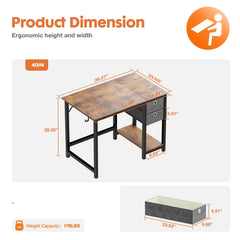 JHK Computer Desk With Drawers 55 Inch For Home Office Pro
