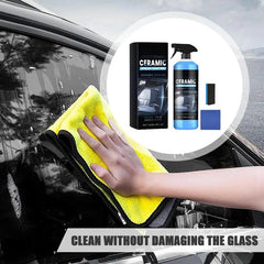 Eliteridegear 120ml glass cleaner spray with nano coating for cars, hydrophobic, anti-scratches, and polishing liquid for vehicle protection