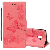 For Galaxy A8+ (2018) Vintage Embossed Floral Butterfly Pattern Horizontal Flip Leather Case with Card Slot & Holder & Wallet & Lanyard, For Galaxy A8+ (2018)