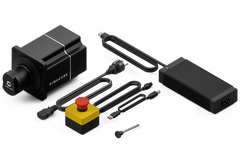 Simucube 2 Pro Direct Drive System with steering wheel and base from Trak Racer UK, showing the updated package contents.