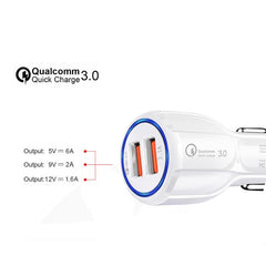 Qc3.0 Dual USB Car Charger + Micro USB Fast Charging Cable Car Charging Kit, Micro USB (White), Micro USB (Black)