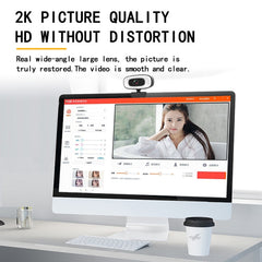C10 2K HD Without Distortion 360 Degrees Rotate Three-speed Fill Light USB Free Drive Webcams, Built-in Sound Clearer Microphone