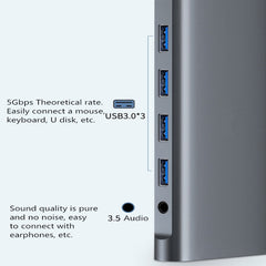 WS-04 12-in-1 Type-C Notebook Multi-function Docking Station, 12 in 1