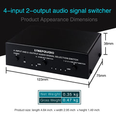 4 In 2 Out / 2 In 4 Out RCA Audio Signal Selector Switch Device with Remote Control