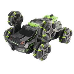MoFun JC03 2.4G remote control six-wheel stunt car 360 degree swing arm without dead angle drift spray remote control car, MoFun JC03 (Green)
