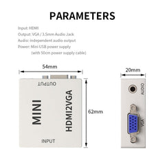 JSM Mini Size HD 1080P HDMI to VGA Audio Video Digital Converter Adapter, HDMI to VGA
