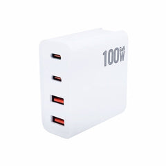 GaN 100W Dual USB + Dual USB-C/Type-C Multi Port Charger with 2m Type-C to Type-C Data Cable Set, US Plug, US / EU Plug, US / UK Plug, US / AU Plug, US / EU / UK Plug, US / EU / UK / AU Plug