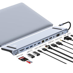 JUNSUNMAY 12 in 1 Multifunctional USB C Hub Docking Station Adapter SD/TF Card Reader, JSM-HUB022