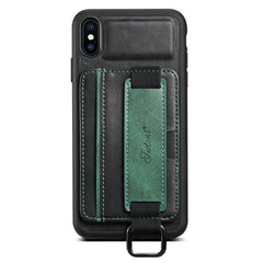 Suteni H13 Card Wallet Wrist Strap Holder PU Phone Case, For iPhone X / XS, For iPhone XR, For iPhone XS Max