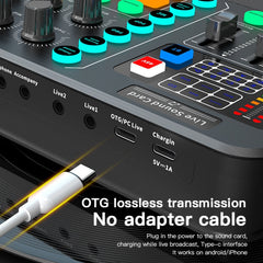 M6 Live Sound Card Multifunctional Wireless Voice Changer Broadcast Mixer, M6