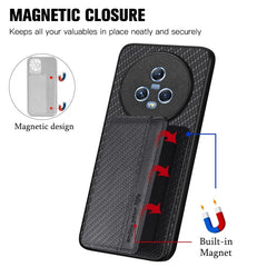 Carbon Fiber Magnetic Card Wallet Bag Phone Case, For Honor Magic5, For Honor X7A, For Honor X8A, For Honor X9A