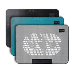 N99 USB Dual Fan Hollow Carved Design Heat Dissipation Laptop Cooling Pad, N99