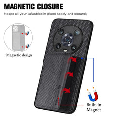 Carbon Fiber Magnetic Card Bag Phone Case, For Honor 80, For Honor Magic4 Lite, For Honor Magic5 Pro, For OPPO A16