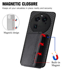 Carbon Fiber Magnetic Card Bag Phone Case, For OPPO Find X6, For OPPO Reno5 5G, For OPPO Reno7 5G, For OPPO Reno8 T 4G