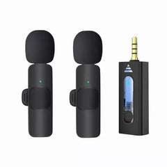 Lavalier Wireless Noise Reduction Microphone for Phone / Camera / Laptop / MacBook with 3.5mm Receiver, One by One, One by Two