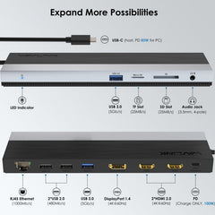 Wavlink UMD08 DisplayPort 12 in 1 Type-C Triple Display Docking Station, UMD08