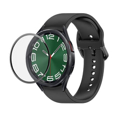 JUNSUNMAY Silicone Adjustable Strap + Full Coverage PMMA Screen Protector Kit, For Samsung Galaxy Watch6 Classic 43mm