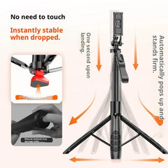 L16TT Auto Pop Up Tripod Anti Shake Floor Stand Aluminum Alloy Pole Extendable Selfie Stick, L16TT