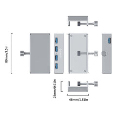 ORICO MH4PU-P Aluminum Alloy 4 Port USB3.0 Clip-type HUB, MH4PU-P(Silver)