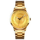 Skmei 9210 Fashion Trend Mens Business Wristwatch Simple Three-Dimensional Surface Waterproof Gold Quartz Watch Man, For Men