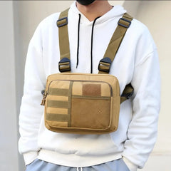 Unisex tactical vest with multiple pockets, waterproof Oxford fabric, suitable as a chest rig or streetwear hip-hop bag by Eliteridegear