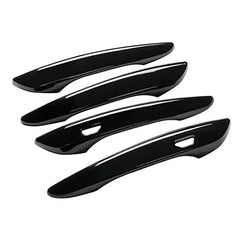 Chrome door handle cover set with ABS carbon fiber style stickers for stylish vehicle door accent.