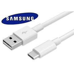 White Samsung genuine A to C charging data cable from Phone Base, showing a close-up of the cable with USB-C connector.