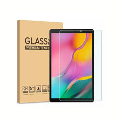 Samsung Galaxy Tab A 10.1-inch 2019 tempered glass screen protector with 2.5D edge from Phone Base, showing clear, durable screen coverage.