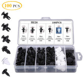 Set of 100 Eliteridegear car plastic clips and fastener screws for body, bumper, and interior panel repair and decoration.