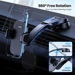 Eliteridegear TOPK car phone holder stand with gravity dashboard mount, secure smartphone support for easy driving access.