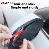 Eliteridegear car rearview mirror rain eyebrow with carbon fiber sun visor shade for clear vision and rain protection.