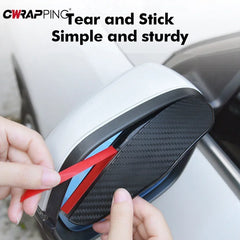 Eliteridegear car rearview mirror rain eyebrow with carbon fiber sun visor shade for clear vision and rain protection.