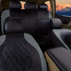 Black Eliteridegear sports car seat covers made of PVC, designed for universal fit and stylish protection.