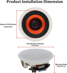 Herdio Bluetooth Ceiling Speakers 6.5 Inch For Home Theater