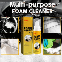Eliteridegear 100ML multi-purpose foam cleaner for leather and car interior cleaning, showing foam being applied to a vehicle surface.
