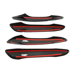 Chrome door handle cover set with ABS carbon fiber finish, designed to enhance vehicle styling and protection.
