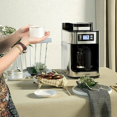 Adistore automatic 2-in-1 coffee maker with grinder, 1050W power, LED display, compact electric coffee grinder machine