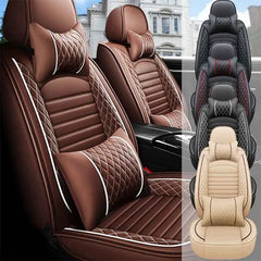 Eliteridegear 5-seats PU leather universal car seat covers set with front and rear seat cushions, full protection for vehicle interior