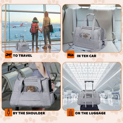 Soft mesh foldable pet carrier bag for cats and small dogs, lightweight and portable travel carrier by Adistore.