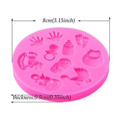 2 PCS Baby Hand Foot Shape DIY Mold Fondant Silicone Cake Chocolate Mold Baking Tool, Foot Shape