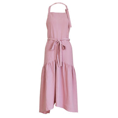 Cotton Linen Fishtail Long Slim Fit Apron Florist Manicure Shop Overalls